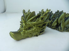Load image into Gallery viewer, 18&quot; Green and Black Coral Dragon Fidget 3D Printed Articulated Dragon
