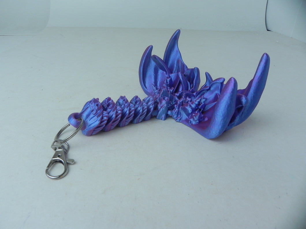Purple Pink Coral Dragon Fidget 3D Printed Articulated Dragon Keychain