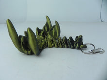 Load image into Gallery viewer, Black and Green Coral Dragon Fidget 3D Printed Articulated Dragon Keychain

