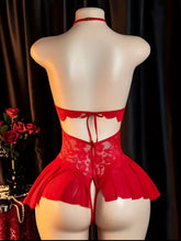 Load image into Gallery viewer, Open Bodysuit Crotchless V-neck Teddy
