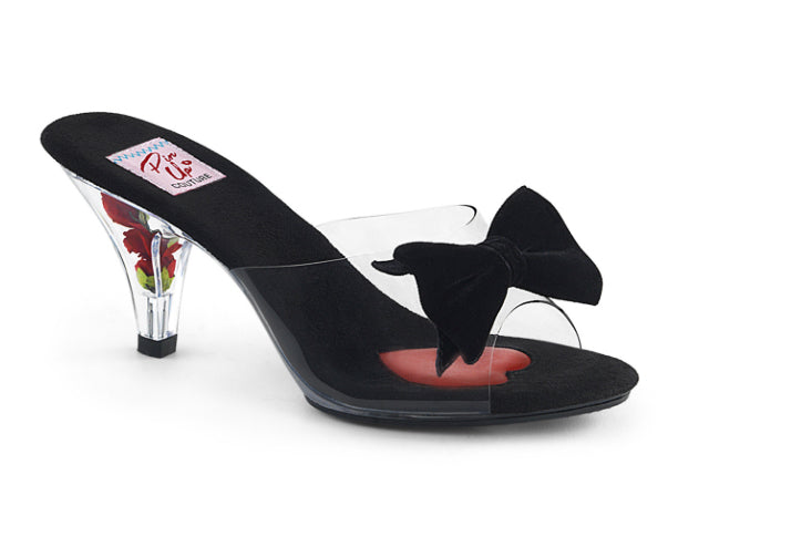 Platform Slide w/ Velvet Bow & Flower Filled Heel