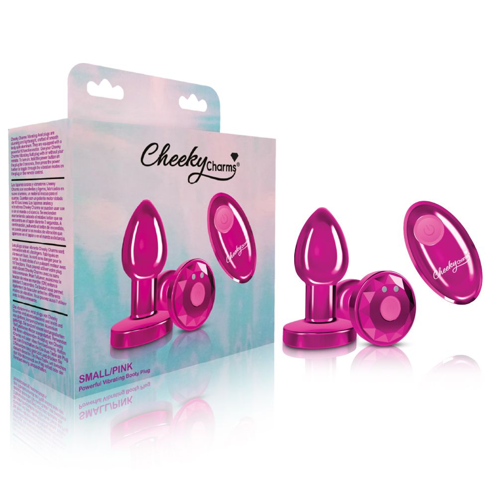 Cheeky Charms Powerful Vibrating Booty Metal Plug Pink Small with Remote