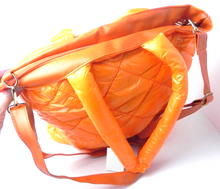 Load image into Gallery viewer, NEW Bright Orange Quilted Large Tote Bag Double Handle Detachable Shoulder Strap
