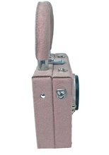 Load image into Gallery viewer, Pink Suede Camera Shaped Purse with Detachable Shoulder Strap
