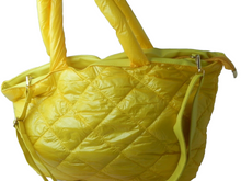Load image into Gallery viewer, Bright Yellow Quilted Large Tote Bag Double Handle Detachable Shoulder Strap
