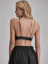 Load image into Gallery viewer, Low Back Leather Look Cami Crop Top -L
