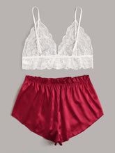 Load image into Gallery viewer, Lace Cami Top With Satin Shorts 4XL
