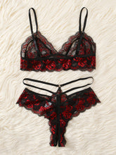Load image into Gallery viewer, Crotchless Floral Lace Lingerie Set

