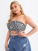 Load image into Gallery viewer, Crisscross Tie Back Zebra Striped Tube Top 4XL
