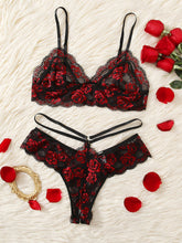 Load image into Gallery viewer, Crotchless Floral Lace Lingerie Set
