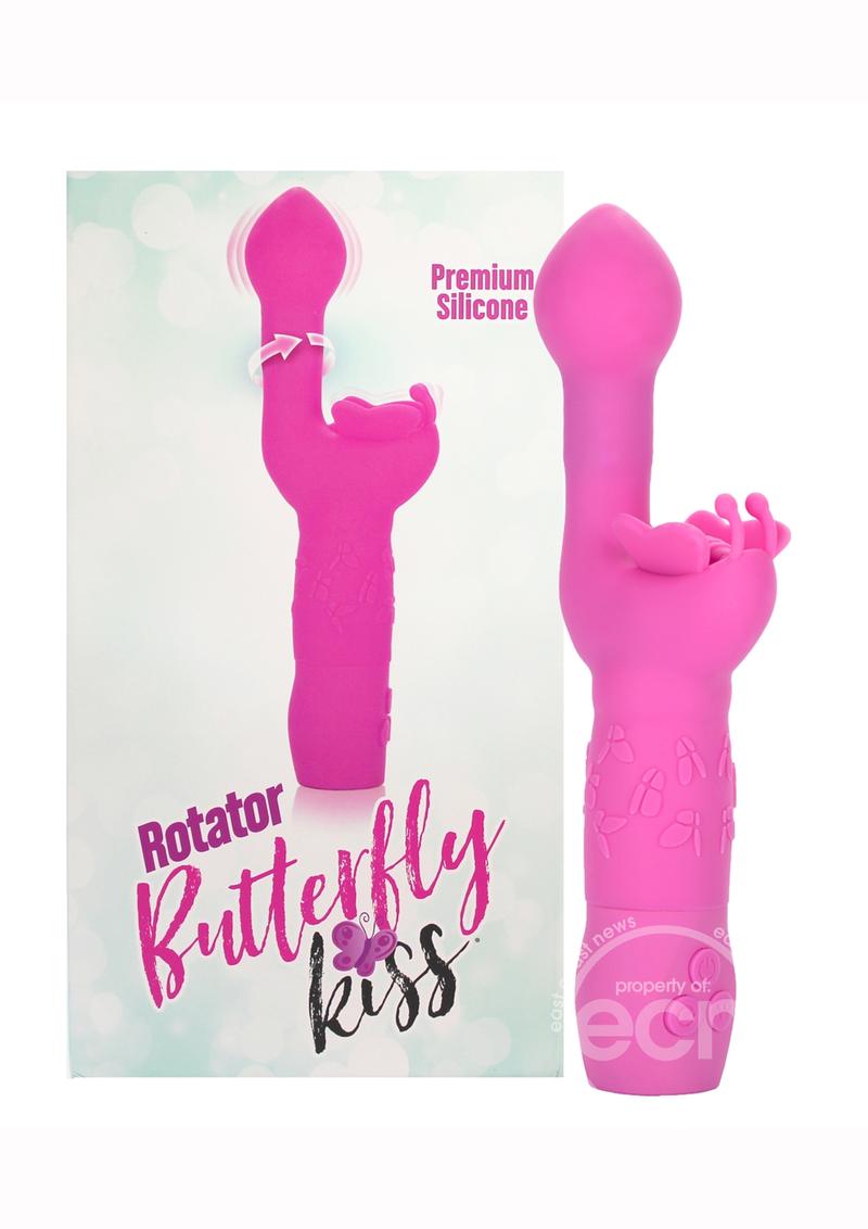 Rotator Butterfly Kiss Silicone Gspot And Clitoral Stimulator Waterproof Pink 8 Inch