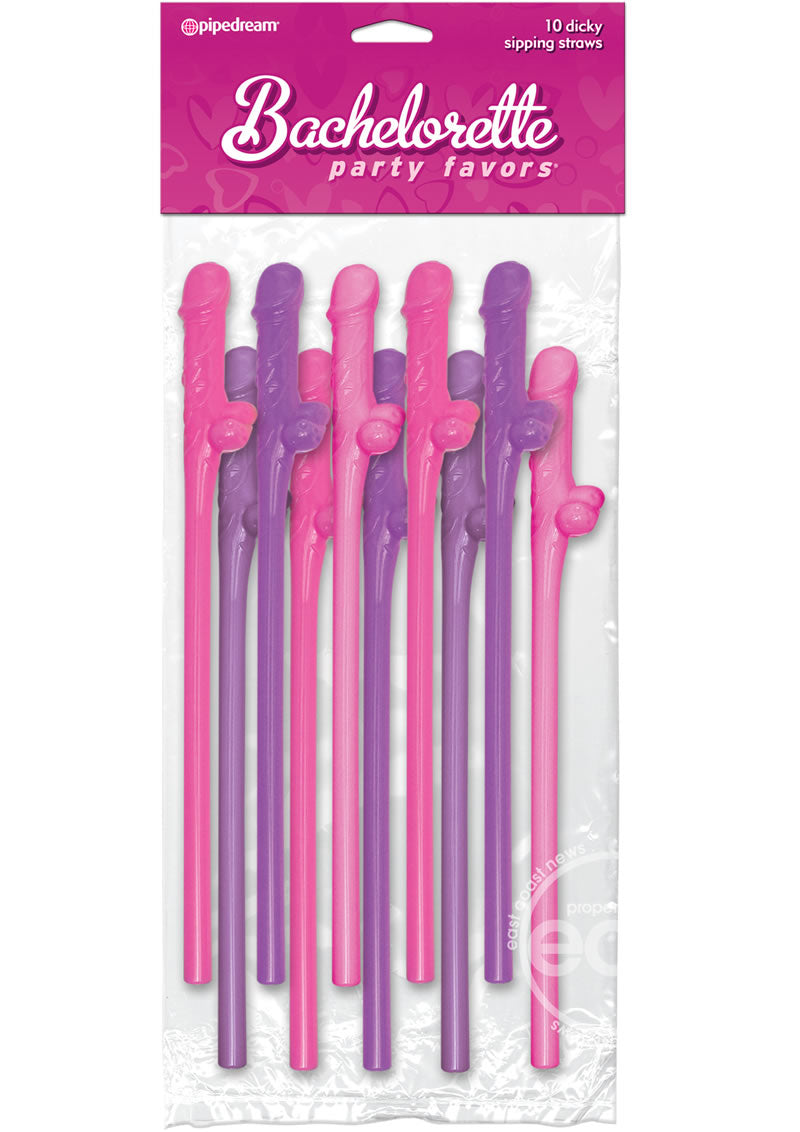 Bachelorette Party Favors Dicky Sipping Straws - Pink/Purple