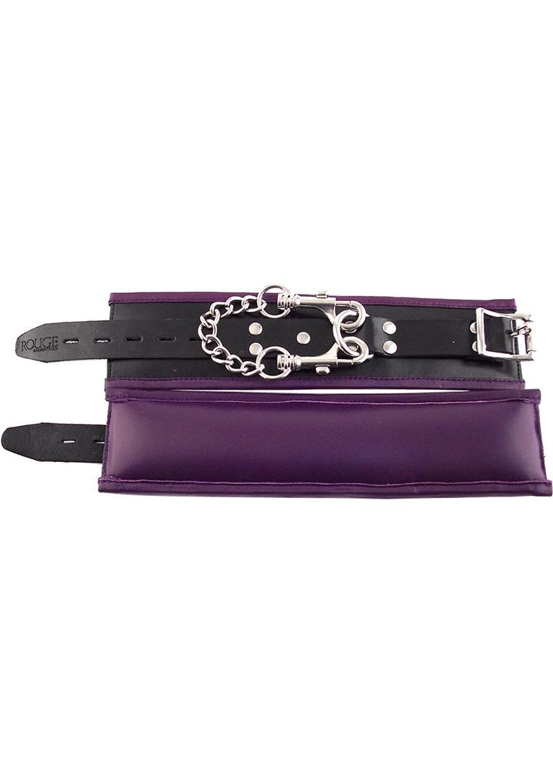 Rouge Padded Leather Adjustable Wrist Cuffs - Black And Purple