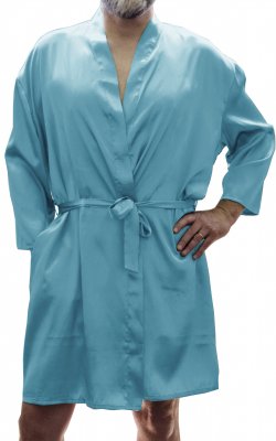 Classic Charmeuse Wrap Robe Sleepwear in Turquoise - OS
