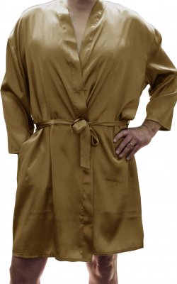 Classic Charmeuse Wrap Robe Sleepwear in Bronze - OS