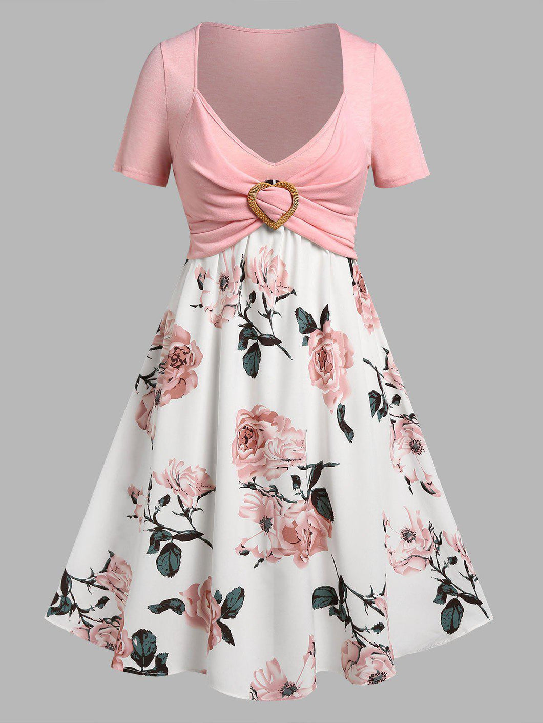 Rosegal floral print crossover twofer cottagecore dress