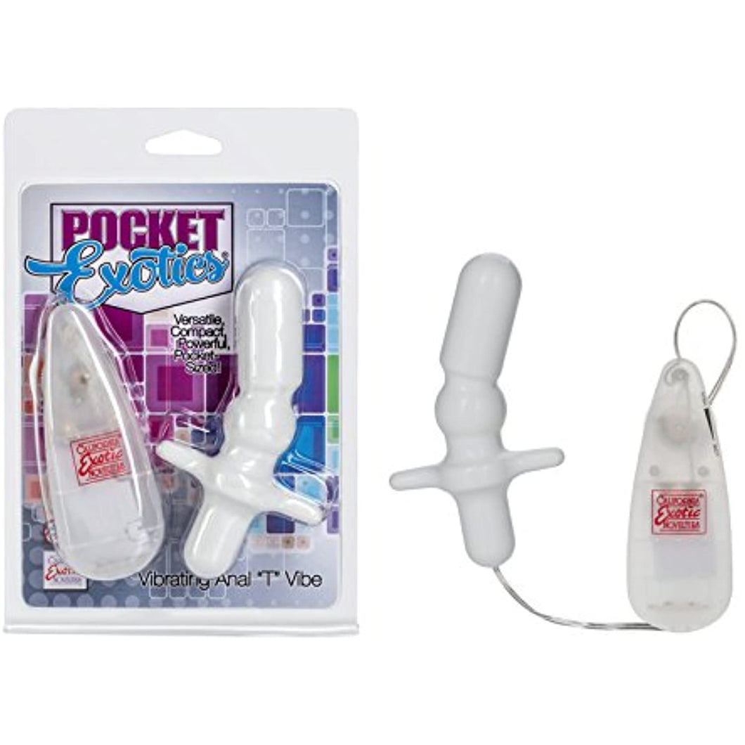 Pocket Exotics Anal T Vibrating Butt Plug - Ivory