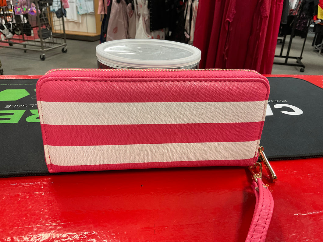 Pink and white striped clutch