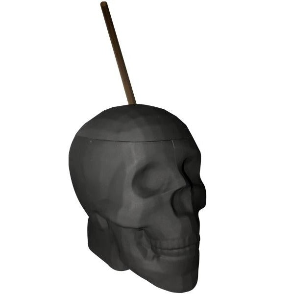 Black Matte Skull Cup with Straw