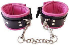 Load image into Gallery viewer, Rouge Padded Leather Adjustable Ankle Cuffs - Black And Pink
