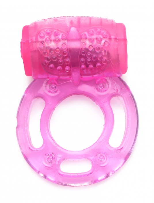Pink vibrating butterfly cock ring