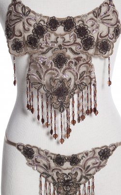 Camisole and Open Crotch G-string Set in Mocha - OS