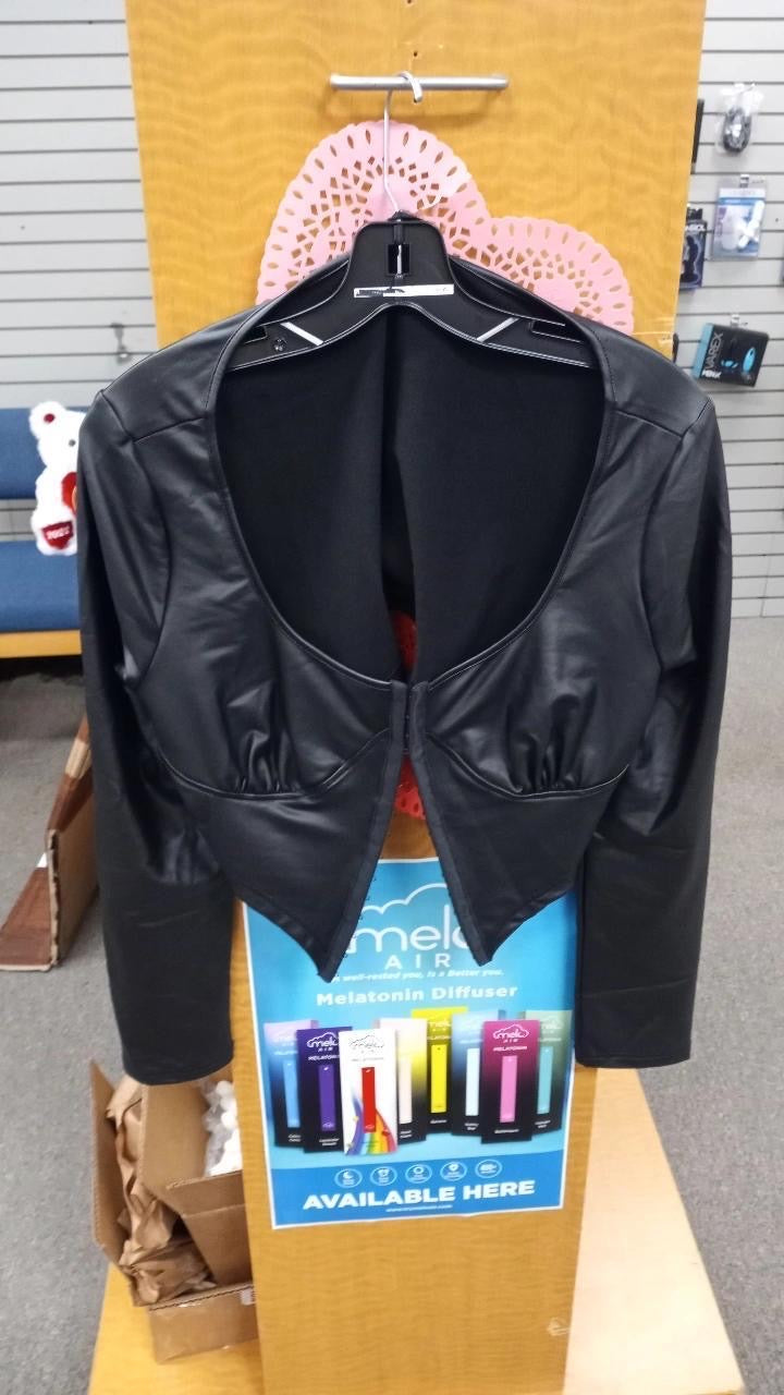 Leather crop top jacket L