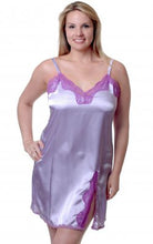 Load image into Gallery viewer, Charmeuse Chemise with Contrasting Lace Trims in Lilac (Large)
