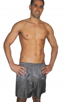 Mens Boxer Short with Button-Down Fly Front in Grey Jacquard