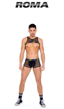 Load image into Gallery viewer, MEN’S PRIDE TWO-TONE FISHNET TRUNKS
