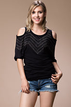 Load image into Gallery viewer, Off Shoulder Top with Rhinestones - Black By Vocal
