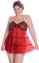Load image into Gallery viewer, Red Chiffon Baby Doll with Ruffles

