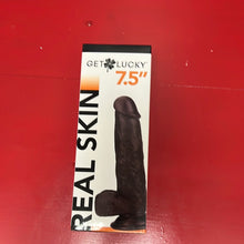 Load image into Gallery viewer, Get Lucky 7.5 Inch Real Skin Dildo - Dark Brown
