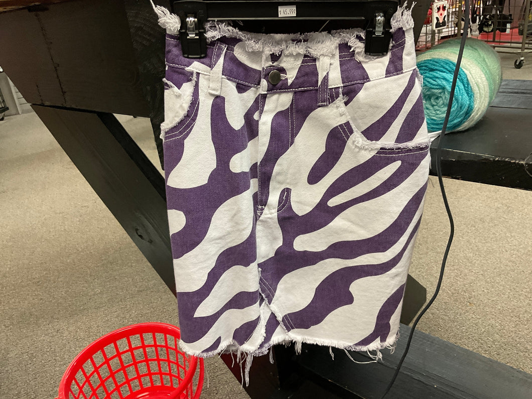 Purple and white zebra stripe denim skirt - 4XL