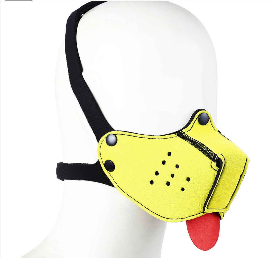 Sexy Cosplay Latex Dog Mask-Yellow