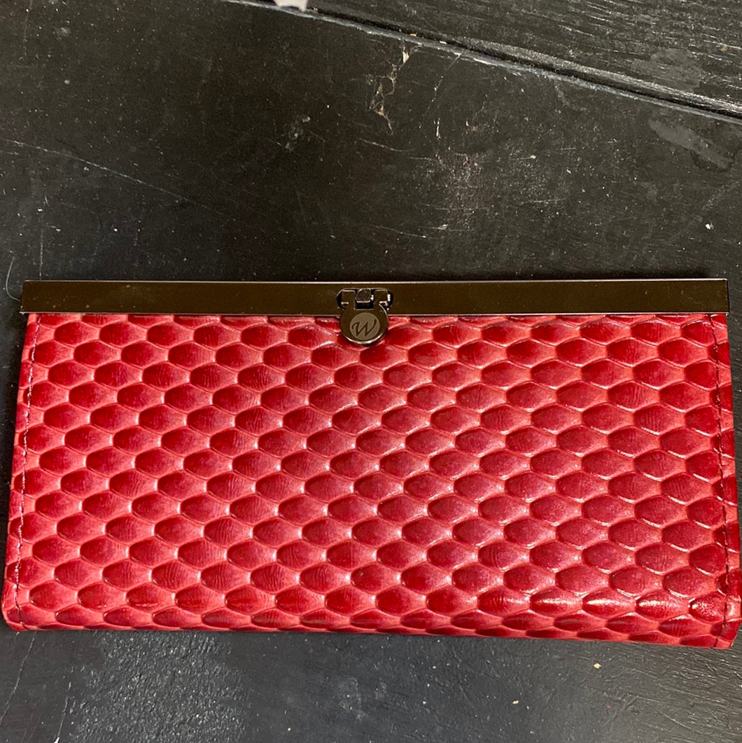 Red Scales wallet - top clasp open