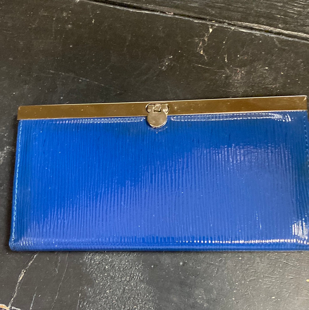 Blue wallet - top clasp open