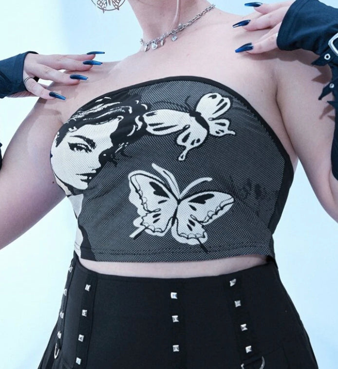 Face Butterfly Tube Top