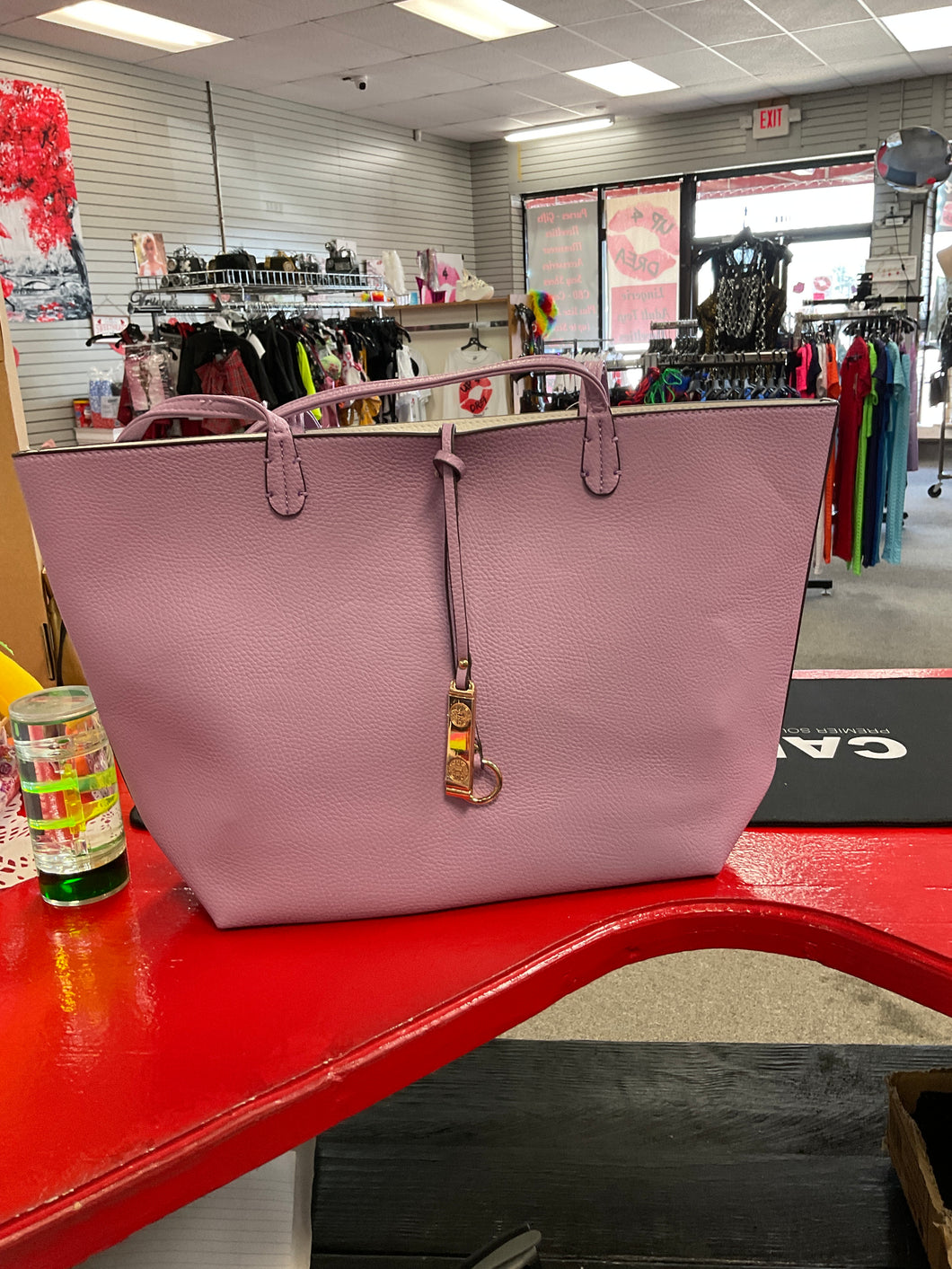 Lavender purse inside a purse