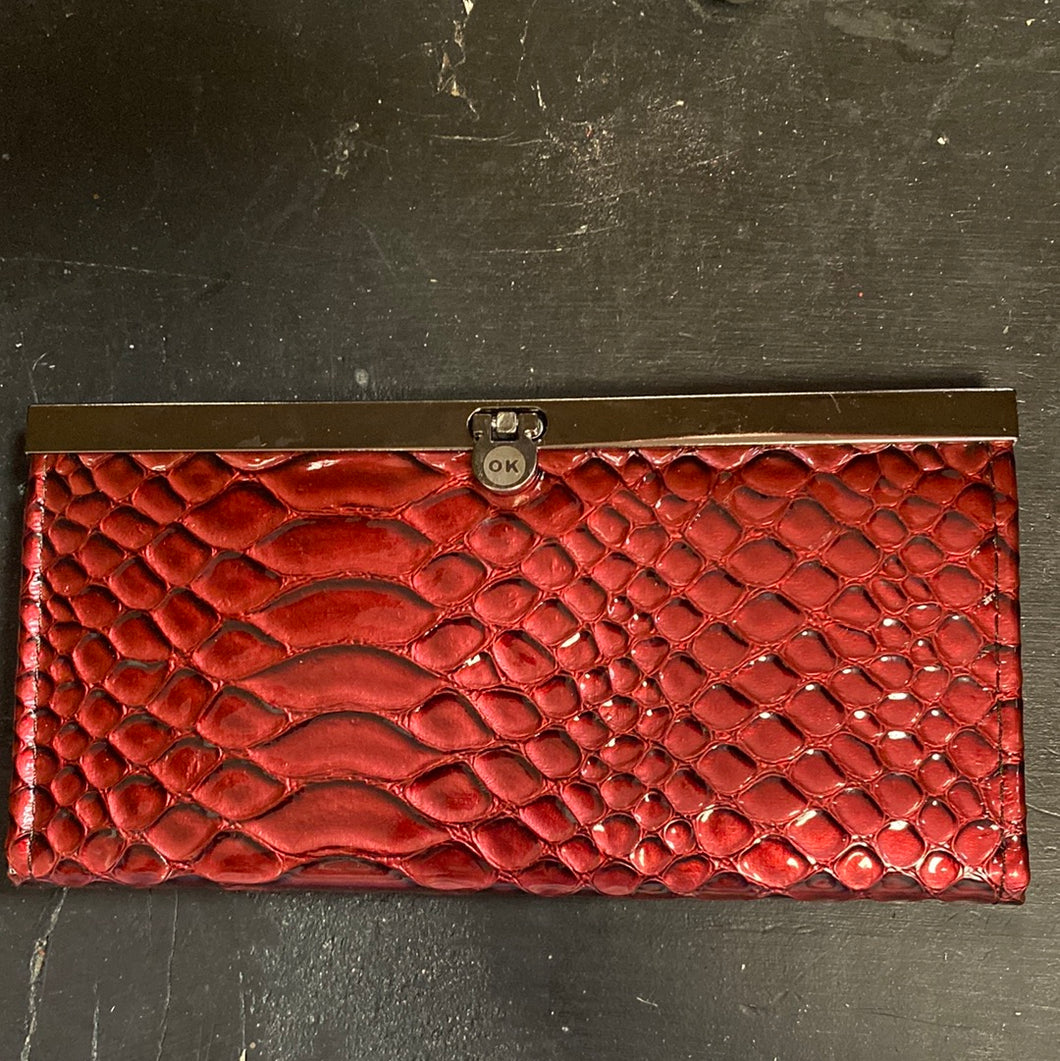 Red wallet - top clasp open
