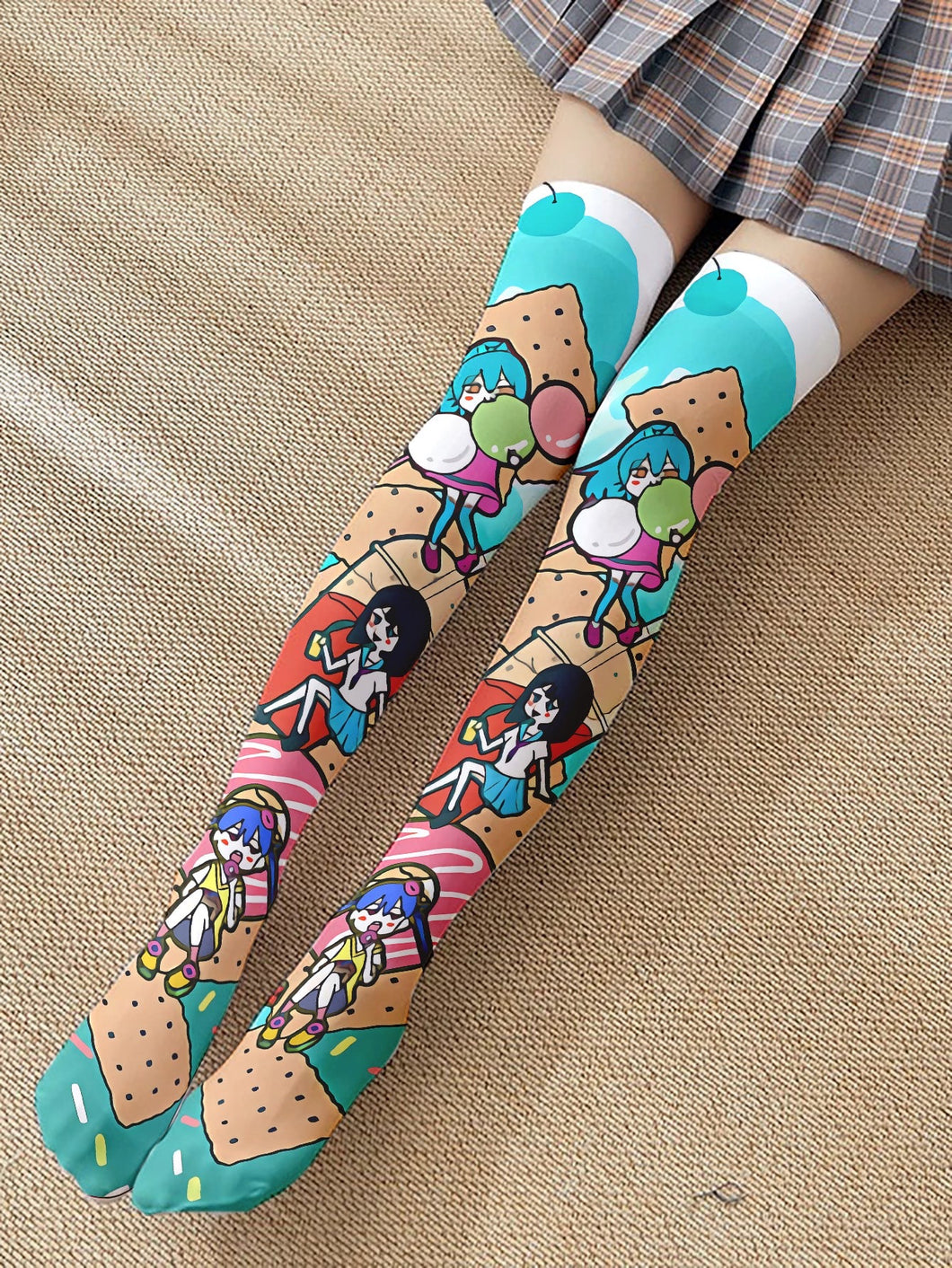 Figure Graphic Over The Knee Socks