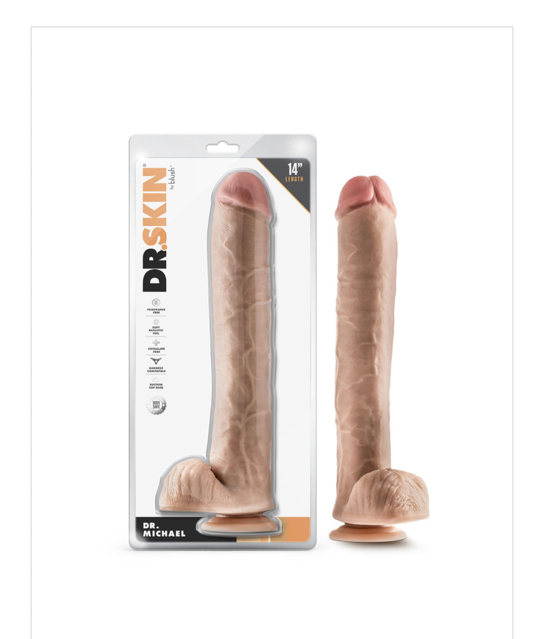 Dr. Skin - Dr. Michael - 14 Inch Dildo with Balls - Beige