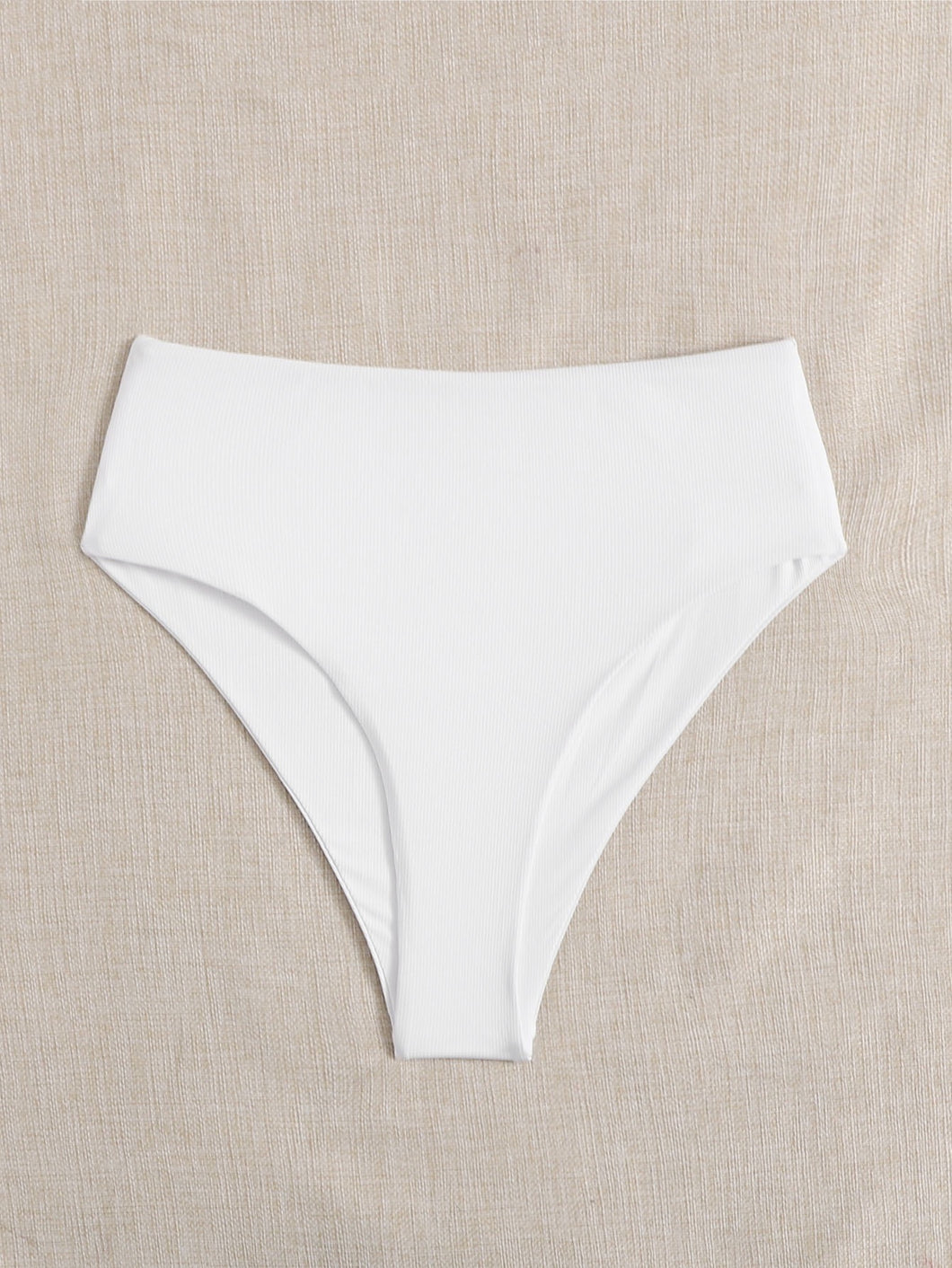 Rib High Waist Bikini Panty - White
