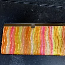 Load image into Gallery viewer, Pink and Yellow Shiny wallet - top clasp open
