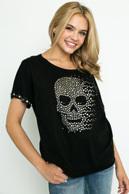 Short sleeve Top with metal skull - Black by Vocal