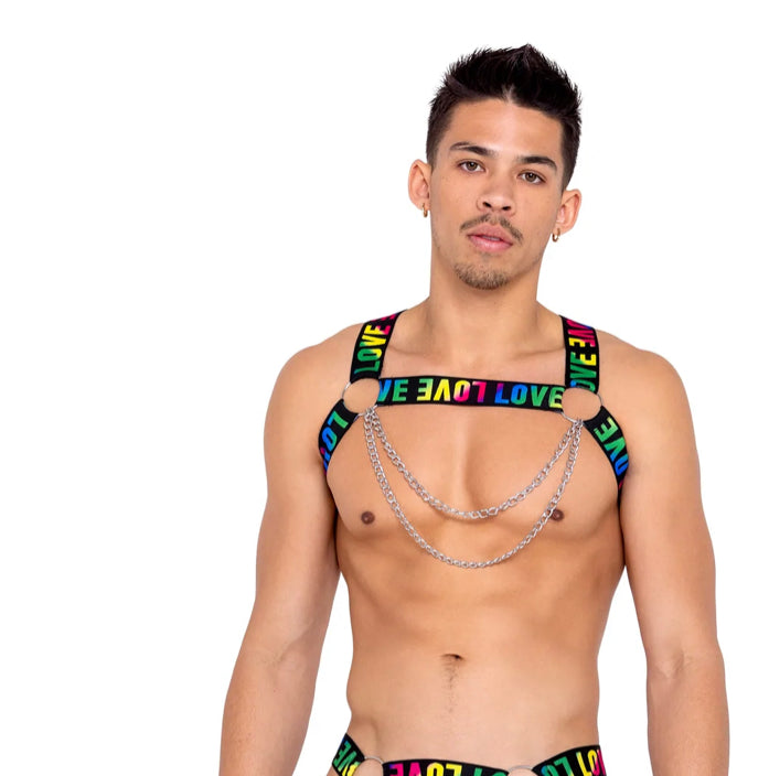 MEN’S PRIDE HARNESS WITH CHAIN & RING DETAIL