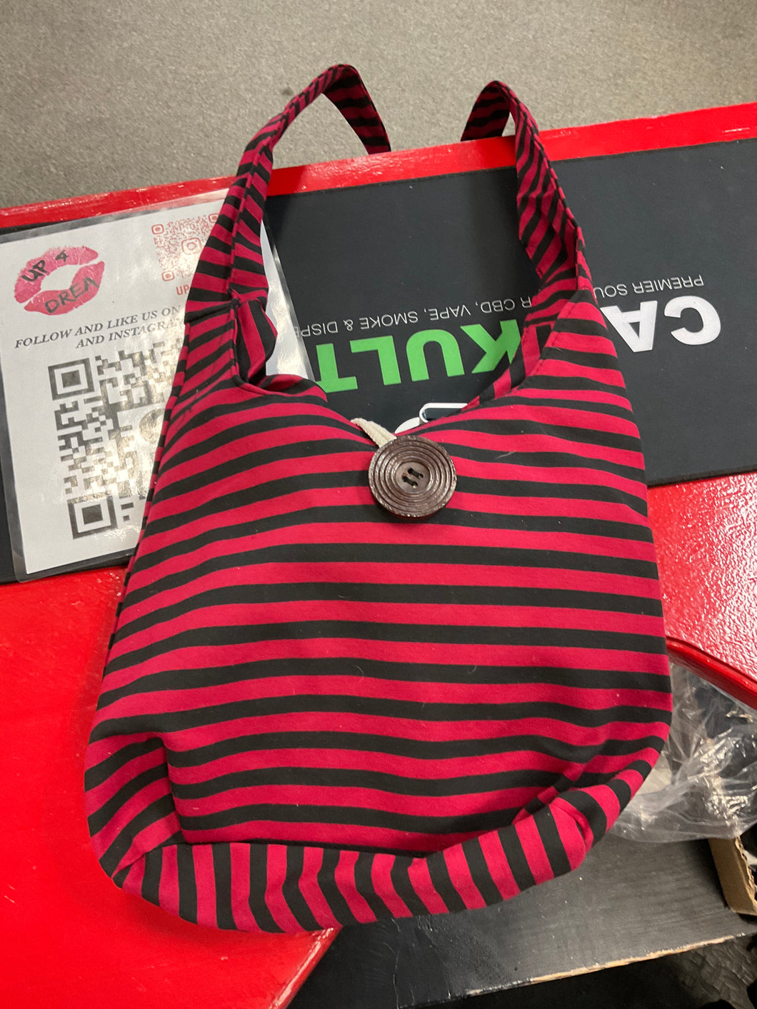 Red and black hobo bag purse