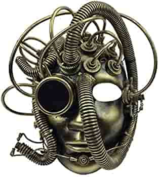 KBW Adult Unisex Steampunk Gold Full Mask with Monocle