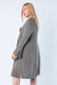 Knit Long Jacket with Buttons by Vocal