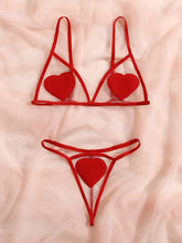 Load image into Gallery viewer, Heart Patched Mesh Lingerie Set

